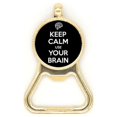thumbnail image 1 of Quote Keep Calm Use Your Brain Black Beer Bottle Cap Opener Stainless Steel Key Chain, 1 of 3