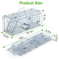 thumbnail image 2 of Moclever 2Pcs Humane Live Rodent Trap Cage, Galvanized Iron Foldable Rat Trap Cage with Detachable L Shaped Rod for Kitchen Garden Warehouse, 16x5.2x6in, 2 of 11