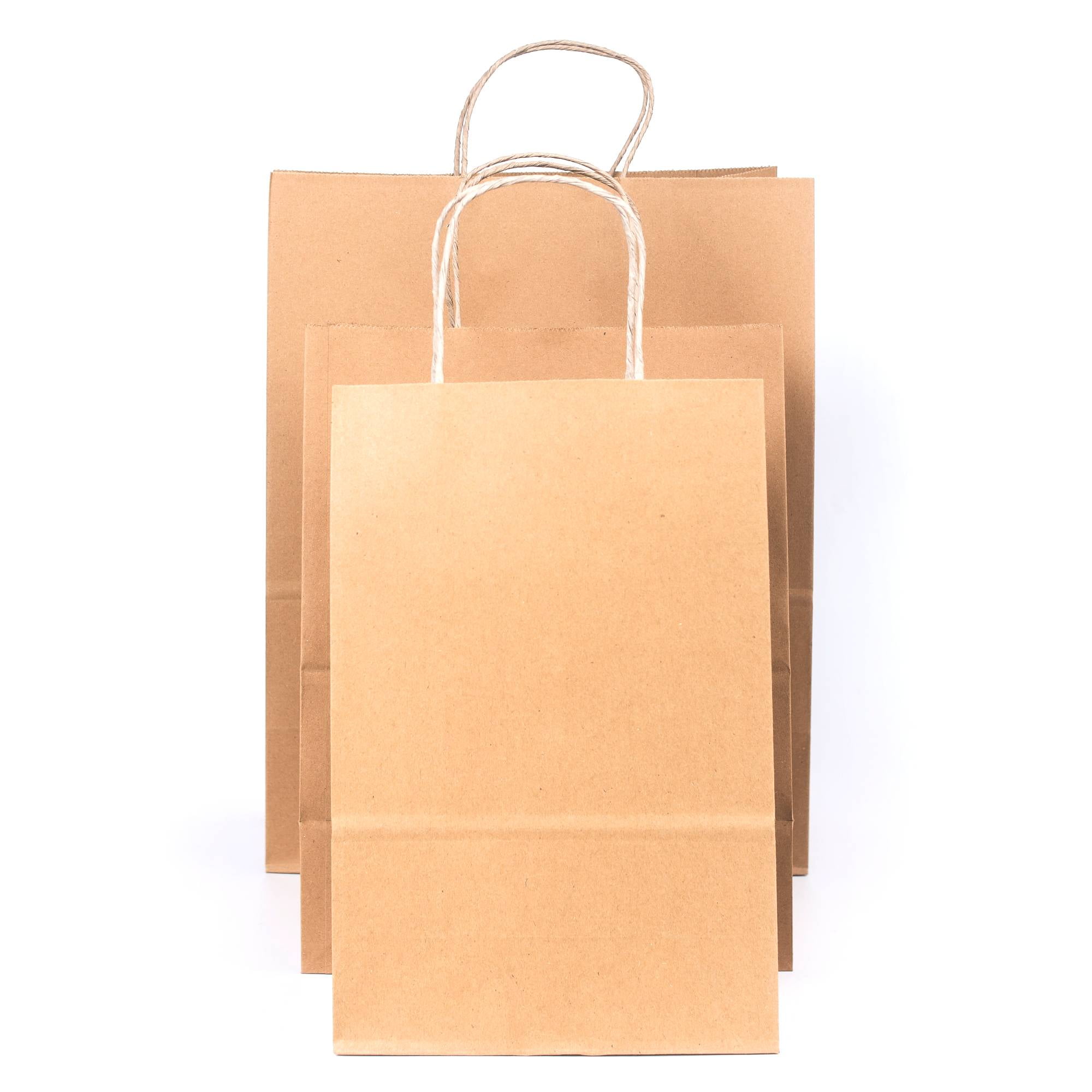 Kitchsy Premium Large White Kraft Paper Bags with Handles - Durable & Sustainable Totes for Shopping & Gifts - Pack of 100 - Ideal for Everyday Use - Reduce Plastic Waste Now!