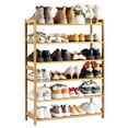 Zimtown 6 Tiers Natural Bamboo Wood Shoe Shelf Shoe Rack Shoe Storage