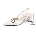 thumbnail image 5 of Miluxas Leather Adjustable Buckle Slingback Heels for Ladies, Pointed Toe Square Block Heel Back Strap Mules, Chic Footwear White 9.5(43), 5 of 9