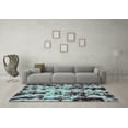 thumbnail image 3 of Ahgly Company Machine Washable Indoor Rectangle Abstract Turquoise Blue Modern Area Rugs, 3' x 5', 3 of 4