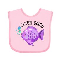 Inktastic Cutest Catch Cute Purple Fish Boys or Girls Baby Bib