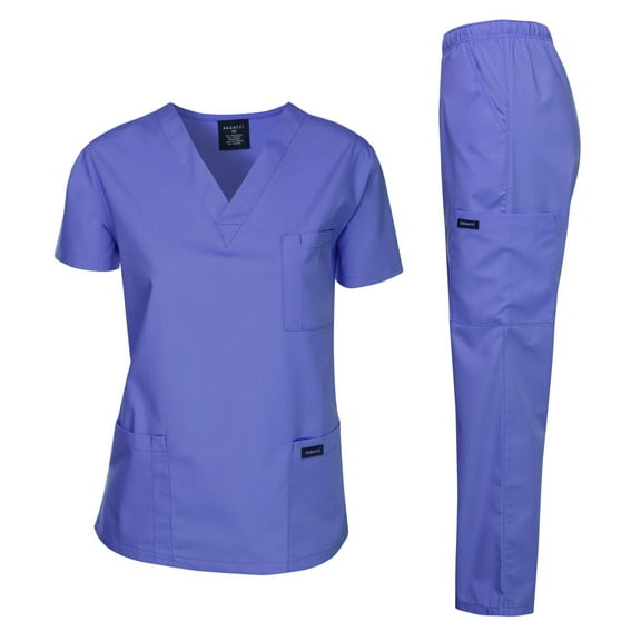 Dagacci Medical Uniform Unisex Scrubs Set Scrub Top and Pants