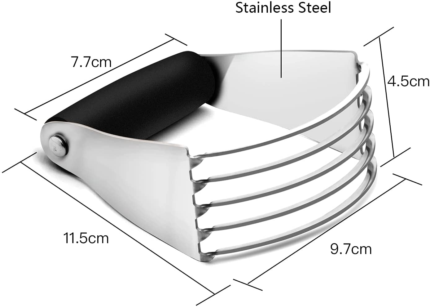 Pastry Cutter - Stainless Steel Pastry Blender & Dough Cutter, Non-Slip  Handle - Dishwasher Safe 