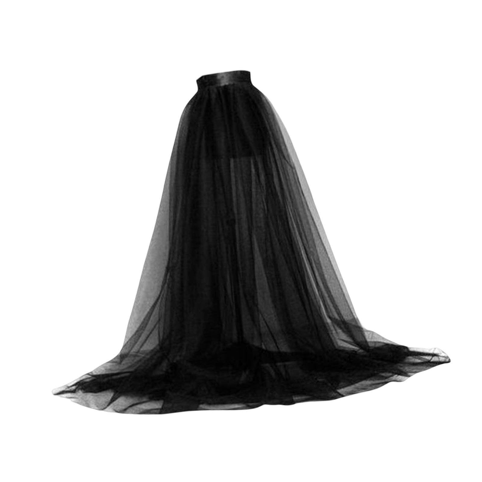 Women Tulle Tutu Long Skirt Lace Party Prom Mesh Maxi up Solid Color for Party Cosplay Evening black Walmart