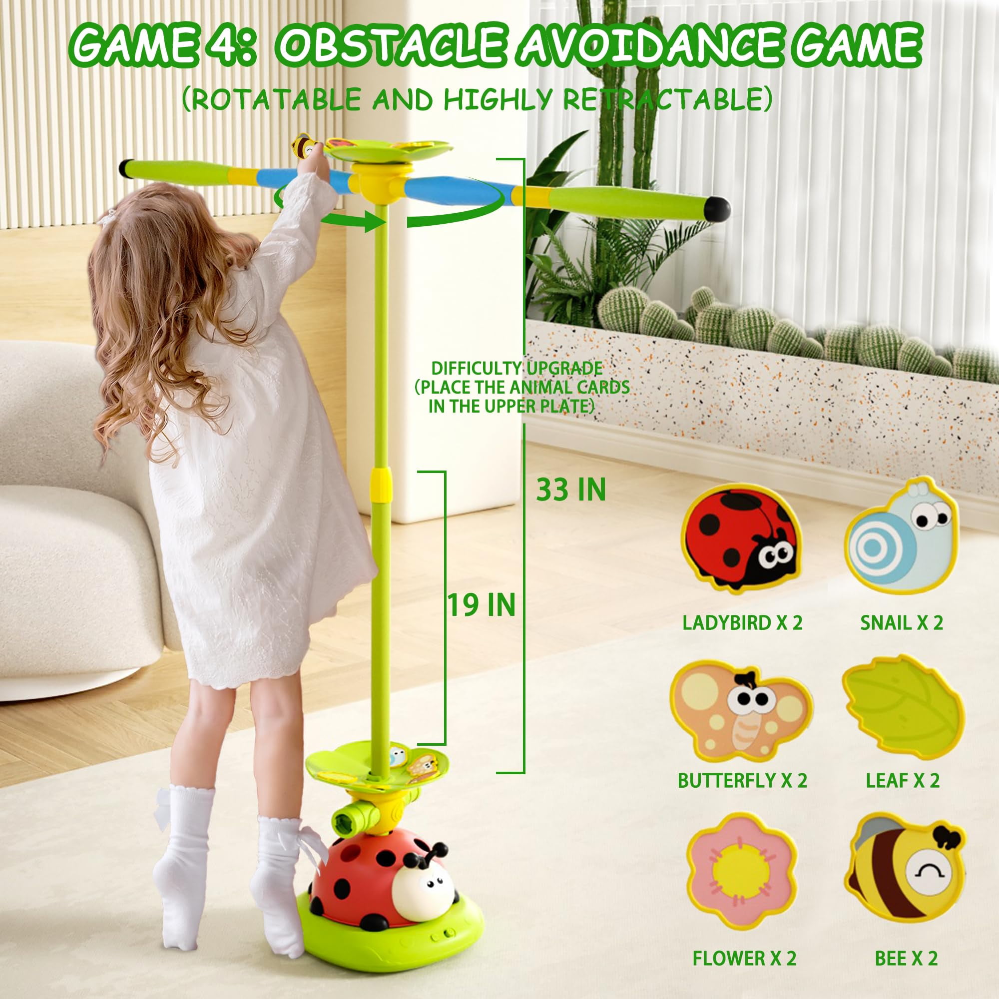 LINXUXIE 5-in-1 Musical Jump Set, Toss Ring Game and Stomping Toys, Active Indoor&Outdoor Games Birthday Gifts for 3-5 5-8 8-13 Years Old