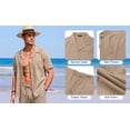 thumbnail image 6 of RICHCOIN Men 2 Piece Linen Outfit Beach Button Down Shirt Casual Loose Pant Sets, 6 of 7