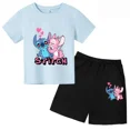 thumbnail image 2 of Conjunto de 2 camisetas y pantalones cortos de Disney Stitch para niños de 1 a 14 años, ropa informal de verano de manga corta con estampado de anime para niños, 2 of 5