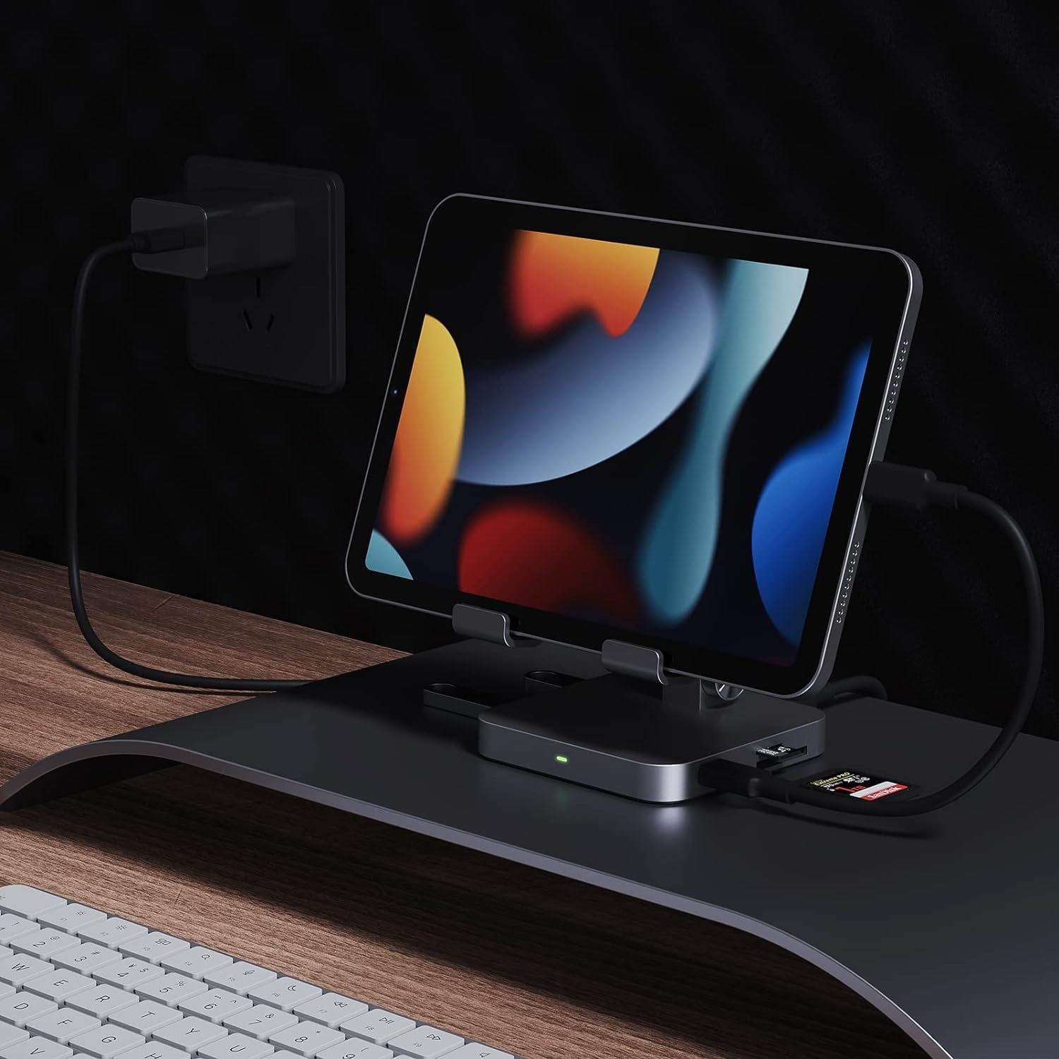 Enhanced 7-in-1 USB-C Docking Station: USB C Hub Charging Stand with 4K HDMI Adapter, Portable 100W PD USB Multiport Dongle, 2x USB 3.0, Card Reader, Audio Jack - Compatible with iPad Pro, MacBook Pro