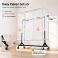 thumbnail image 5 of HOKEEPER Heavy Duty Commercial Z Base Garment Rack, 500 lbs Capacity Steel Clothing Display Rack with 2 Display Arms, Adjustable Height 60"-72", Transparent Dust Cover for Store & Home, Silver, 5 of 10