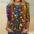 thumbnail image 2 of MaFYtyTPR Women's Fashion Printed T-shirt 3/4 Sleeves Blouse Round Neck Casual Tops New Edition Top Shirt Multicolor XL, 2 of 5