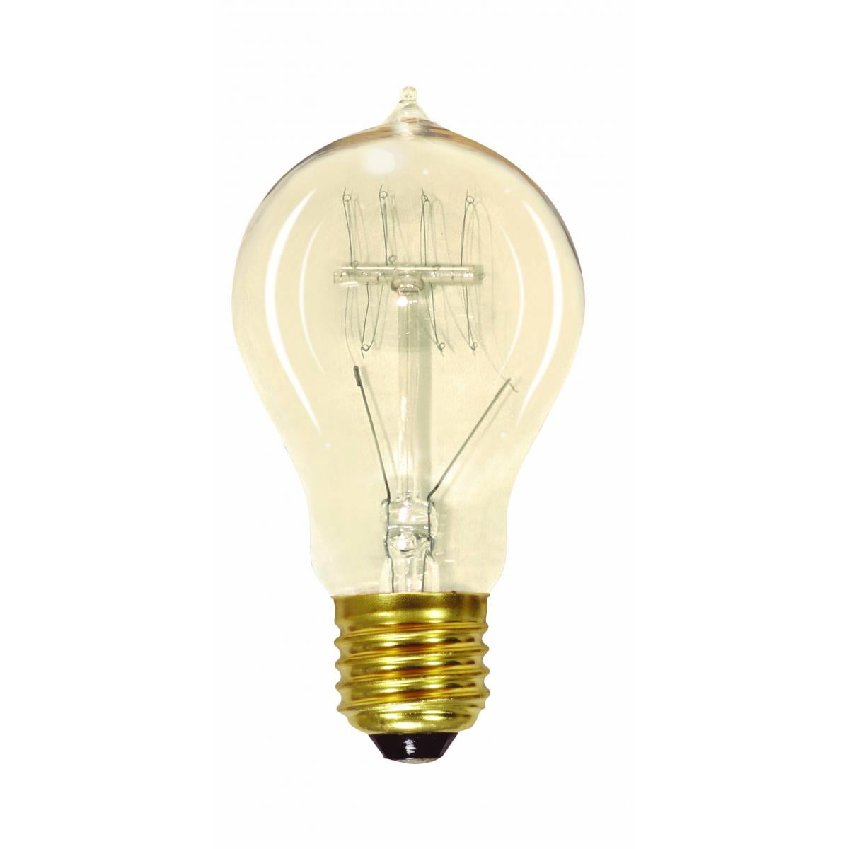 Satco S2411 Vintage Style Incandescent Filament A19 Light Bulbs 25W 120V 2700K E26 Medium Base Dimmable (6 Pack)