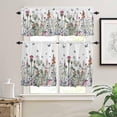 thumbnail image 2 of Spring Floral Kitchen Curtains, Gray Plaid Farmhouse Flowers Watercolor 3-Piece Kitchen Curtain Valance and Tiers Set 24 Inch Length, Rod Pocket Half Window Curtains for Cafe Living Room Bathroom, 2 of 6