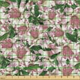 thumbnail image 2 of Ambesonne Floral Fabric by the Yard Upholstery, Wild Tulips Blooming Garden, 10 Yards, Emerald and Dried Rose, 2 of 5