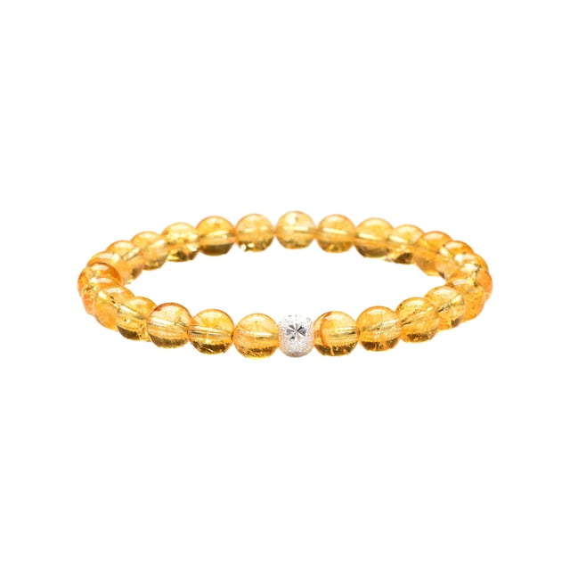 Qarigey de citrino de moda, duradera y cómoda de llevar, de cuentas de citrino, de cristal Ropa, zapatos y accesorios Miscelánea amarillo+plata 6mm