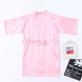 thumbnail image 4 of SGMVNU Girls Kid's Silky Satin Kimono Robes for Wedding Spa Birthday Party Gifts Solid Color Bathrobe Dress with Waist Belt Children's Gifts, Pink, 5-7 Years, 4 of 9