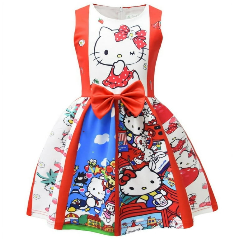 Kids Clothes Girls Cartoon Cute Hello Kitty Dress Kawaii Princess Dress for Girls Baby Girls Birthday Christmas Party Dresses Walmart