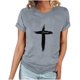 thumbnail image 2 of Fiudx Liquidación de Ofertas Flash Camiseta Informal de Manga Corta con Cuello Redondo Estampada para Mujer, 2 of 4