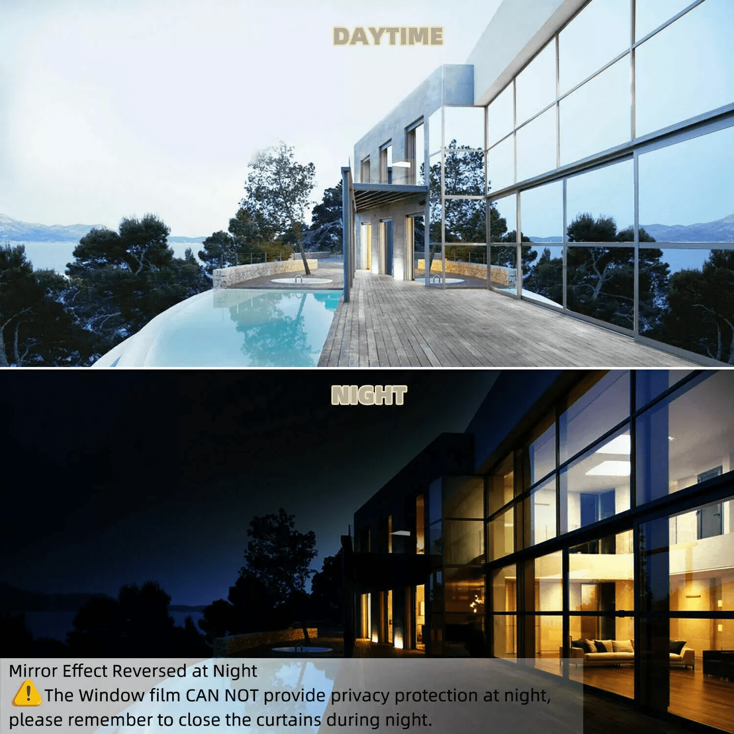 20"×197" Blue One-Way Mirror Thermal Insulation Window Film for Home Use, Reflects UV Rays, Protects Privacy