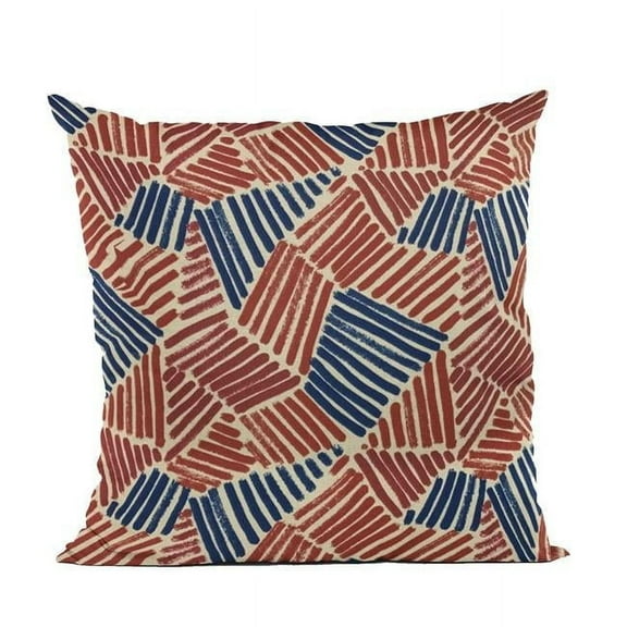 Red & Blue Sketch Abstract Luxury Throw Pillow - 20 x 26 in. Standard Size