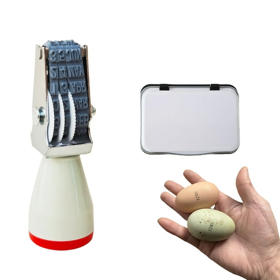 Egg Date Stamp Set with Ink Pad   Rubber Stamp for Chicken Eggs and Poultry Eggs