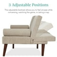 thumbnail image 5 of Best Choice Products Fabric Upholstered Convertible Futon w/ Rounded Armrests, Wooden Legs, 2 Cupholders - Sand, 5 of 9