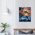 thumbnail image 4 of JRXY  Dolphin Sunset Canvas Wall Art Animal Art Decor Prints Picture of Dolphins Jumping Out of Water Framed Ready to Hang  16x20 in, 4 of 5