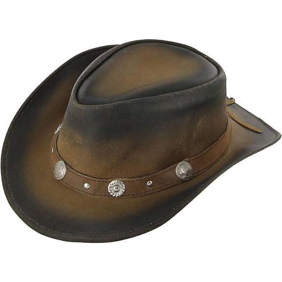 Armory Replicas Cowhide Leather Crushable Handmade Western Style Outback Cowpuncher Hat