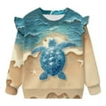 thumbnail image 5 of Xoenoiee Beach Turtle Starfish Print Toddler Girls Ruffle Sweatshirts Crewneck Pullover Top for Kids Long Sleeve Shirt Novelty Jackets Fall Sweaters, Size 1-2 Years, 5 of 7