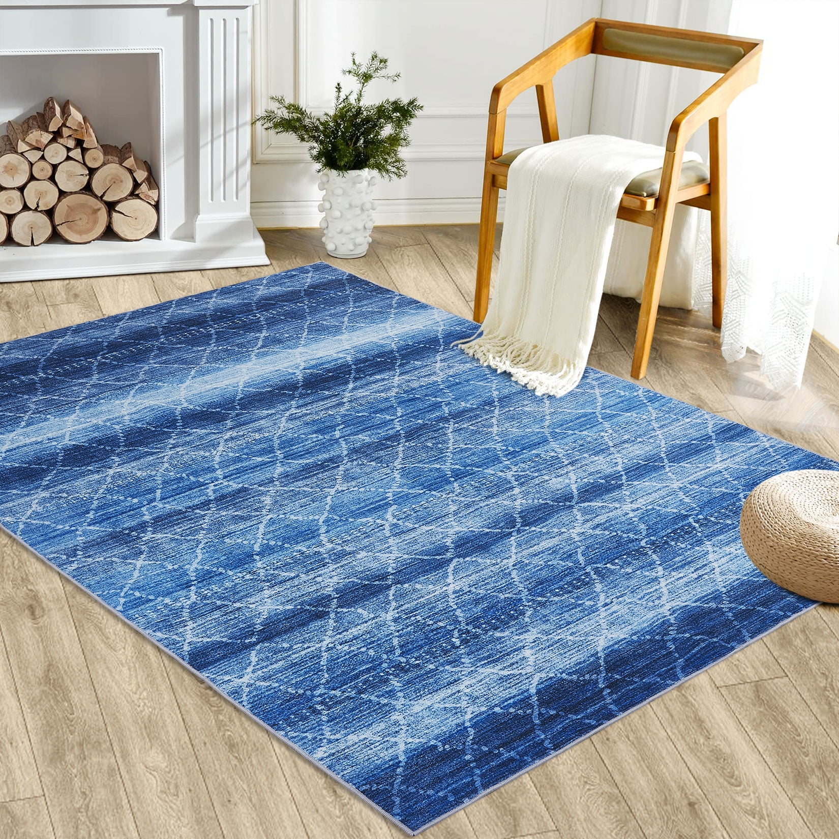 ZACOO 4'x6' Washable Area Rug Geometric Distressed Diamond Carpet ...