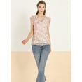 thumbnail image 3 of INSPIRE CHIC Blouse à Volants pour Femmes Florale Décontractée Col en V Manches Courtes, 3 of 6
