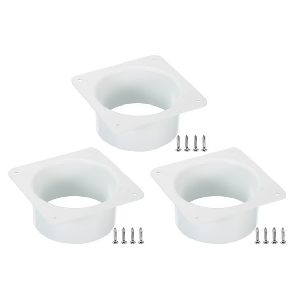 Uxcell 4" Duct Connector Flange Dryer Vent Wall Plate Square to Round Straight Ducting Plate White 3 Pack