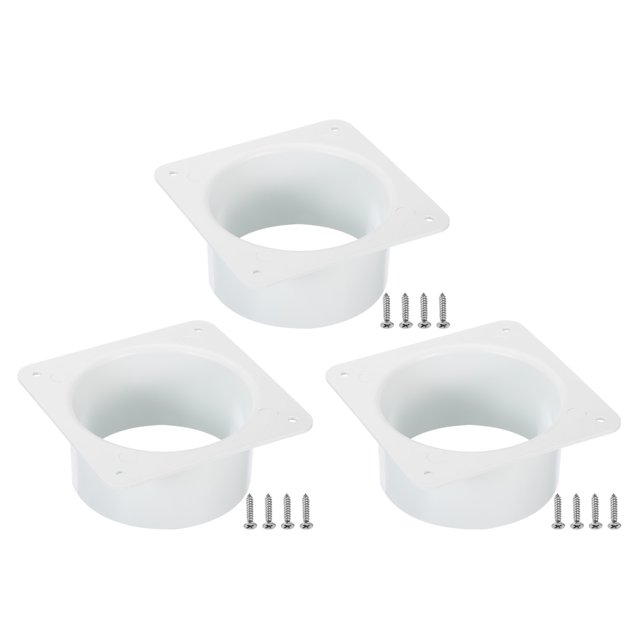 Unique Bargains Plaque de Connexion de Conduit 4 Pieds pour Évent de Sécheuse, Plaque de Conduit Carrée à Ronde, Blanc, Lot de 3