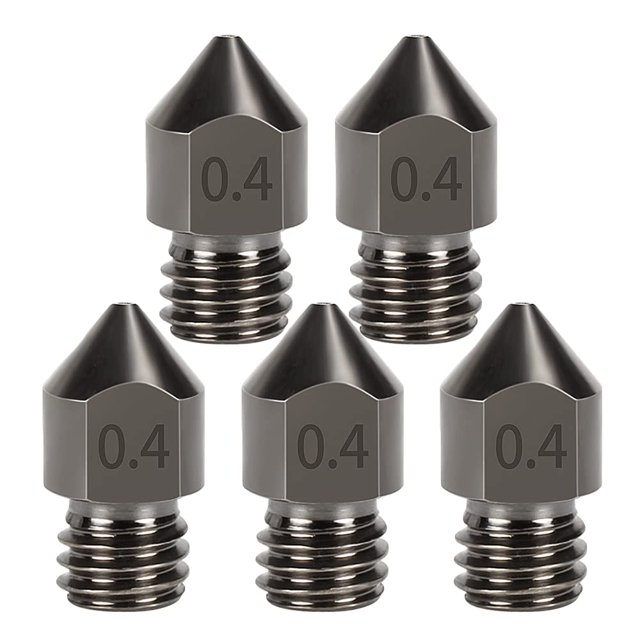 Boquilla MK8 de acero endurecido, extrusora Hotend de 0,4mm, boquilla totalmente metálica para impresora 3D Ender 3s 3 Pro CR-10, filamento de 1,75mm, 5 uds.