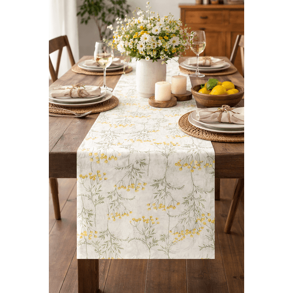 Fennco Styles Multicolor Wildflowers Design Everyday Table Runner 13" W x 71" L - Botanical Floral Prints Reversible Table Cover for Home Décor, Dining Table, Banquet, Holiday and Family Gatherings
