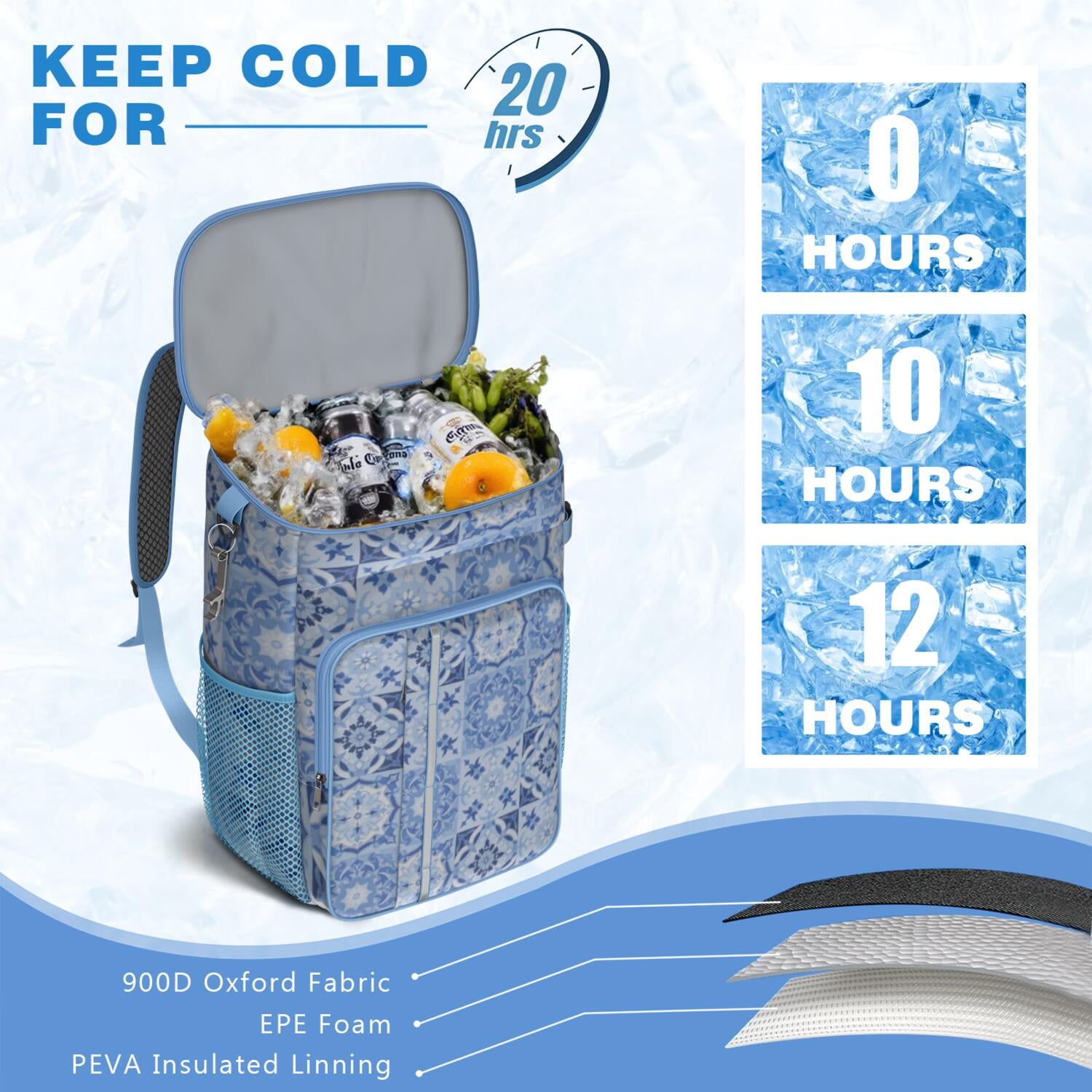 Cooler Backpack Cans Bohemian Tribal Lightweight Insulated Backpack Cooler Leak Proof Travel Camping Lunch Backpack Outdoor Cutlery Backpack for Anglers Family Travelers
