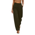 thumbnail image 3 of Tqcoqu Womens Wide Leg Formal Pants,2026 Business Casual Flowy Work Palazzo Pants,High Waisted Slacks Trousers,Army Green Women's S-XXL, 3 of 6