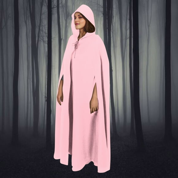 Capa unisex para mujer, larga, con capucha, para cosplay, Halloween, color liso