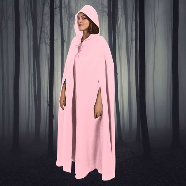Capa unisex para mujer, larga, con capucha, para cosplay, Halloween, color liso