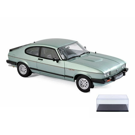 1982 Ford Car - Diecast Car & Display Case Package - 1982 Ford Capri MK.III 2.8 Injection Coupe, Light Green Metallic - Norev 182719 - 1/18 Scale Diecast Model Toy Car w/Display Case