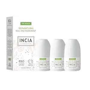Incia, Natural Deodorant | Vegan | Aluminum Free Deodorant for Men and Women | Fresh |Cruelty Free, Paraben Free, Natural Fragrance (Women, Pack of 3)