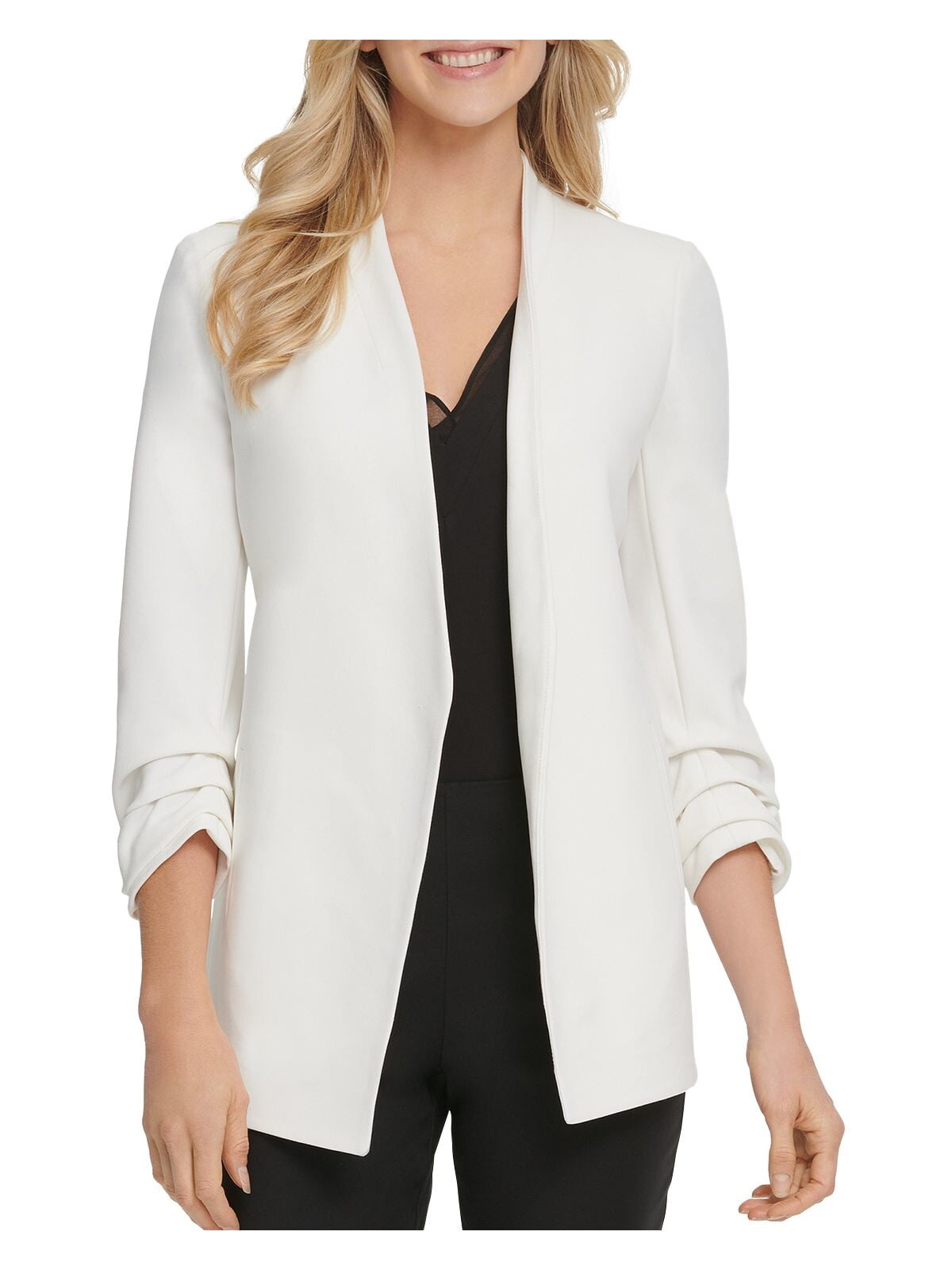 DKNY Womens White Cardigan Blazer 