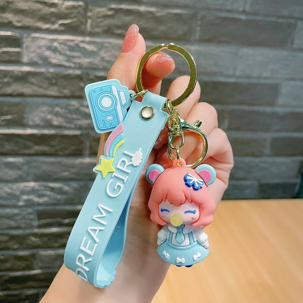 Hongchun Ladies Girl Cute PVC Keychain for Women Car Keys 3D