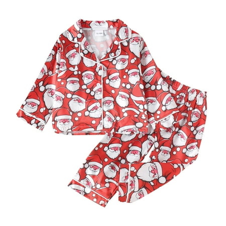 

Toddler Boys Girls Christmas Long Sleeve Cartoon Prints Tops T Shirt Pants Outfits