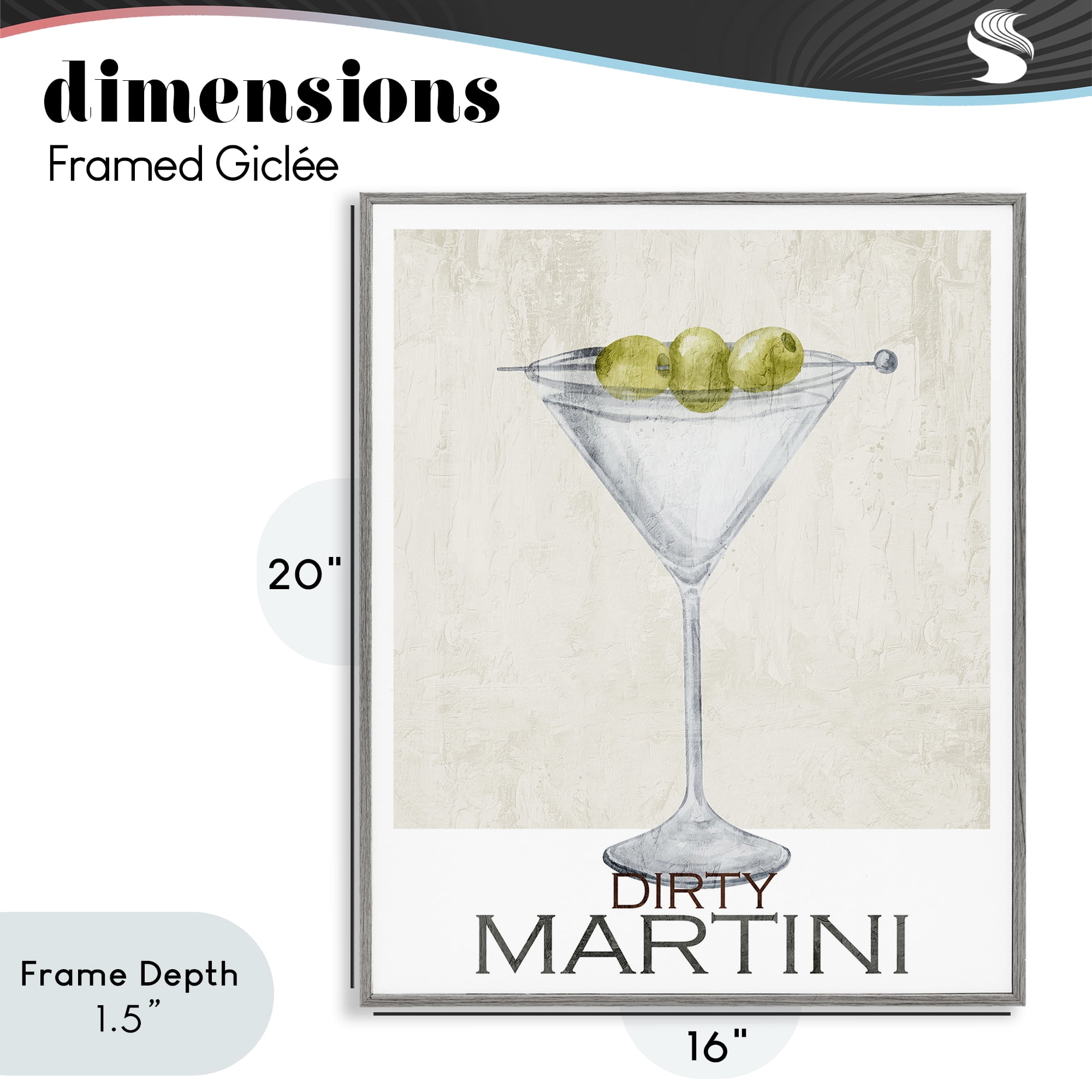 Stupell Industries Dirty Martini Olives Gray Framed Giclee Art, design by Kim Allen