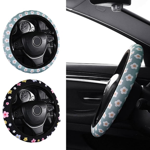 QHUDLV Steering Wheel Cover,Small Fresh Flower Design,Stylish Car Interior
