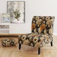 thumbnail image 2 of Designart "Fall Floral Cottage II" Brown Flower Pattern Upholstered Accent Chair - Cottage Arm Chair For Living Room, 2 of 7