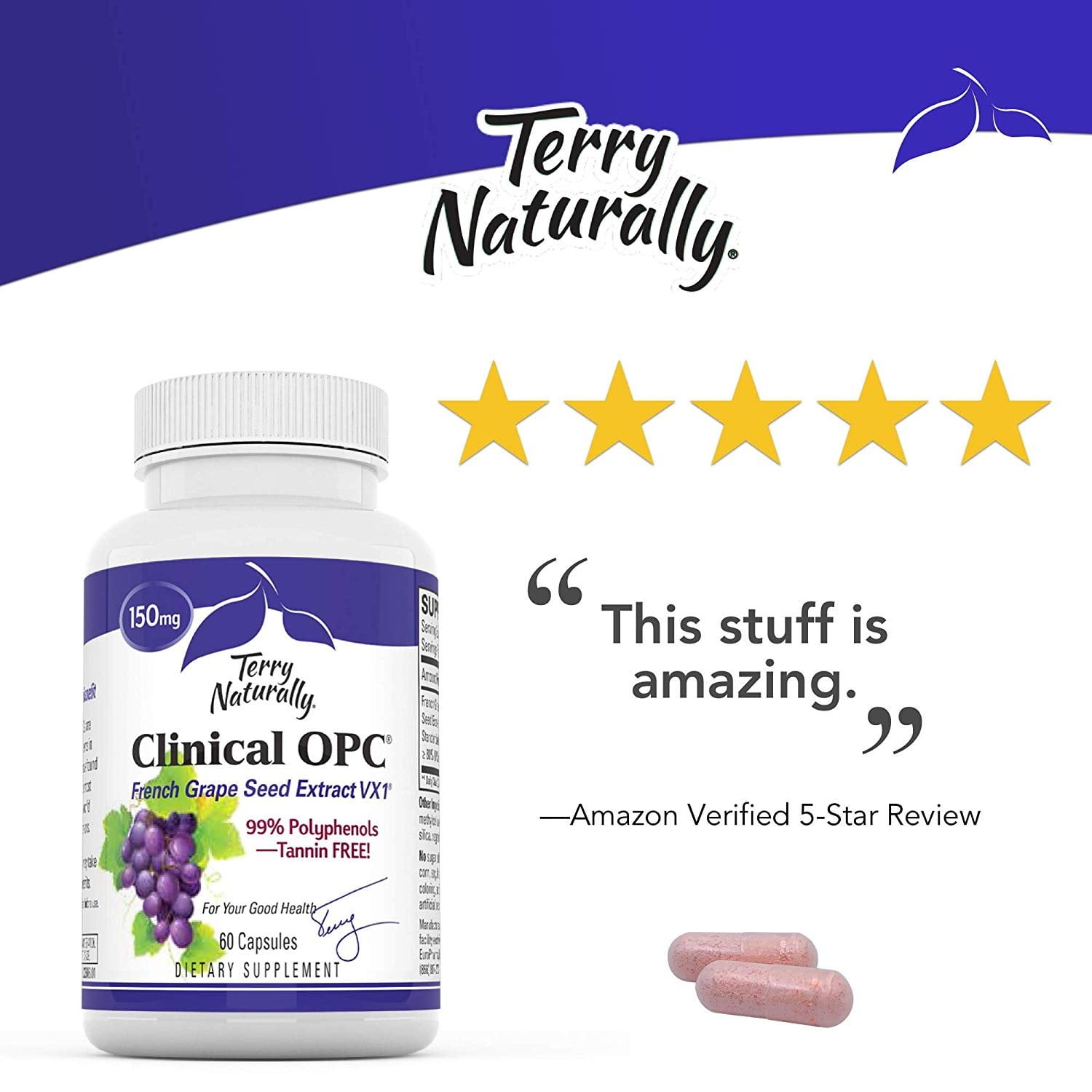 Terry Naturally Clinical OPC 150 mg - 60 Vegan Capsules - French
