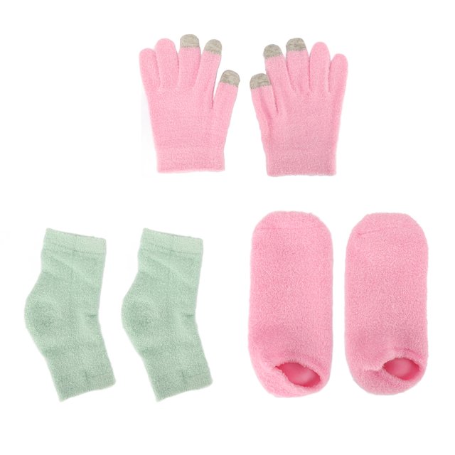 Guantes de mano hidratantes para quitar la piel agrietada, calcetines reutilizables para el cuidado de los pies con pantalla táctil y cubierta para el codo